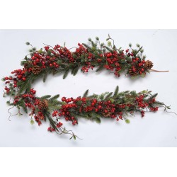 JK Home Décor - Γιρλάντα με Berries & Κουκουνάρια 180cm 57976