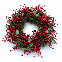 JK Home Décor - Στεφάνι με Berries & Ευκάλυπτο 60cm 57979