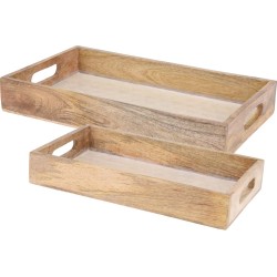 JK Home Décor - Δίσκος Mango Wood Φυσικό S/2 28-41x25-27cm 257459