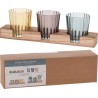 JK Home Decor - Κηροπήγιο ρεσω ξύλινη βάση+3 ποτηράκια 135405