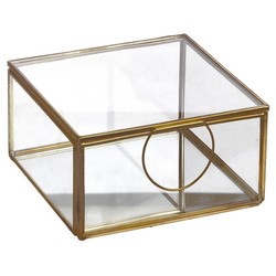 JK Home Décor - Κουτακι Γυάλινο με Μεταλλική Βαση 12.5x12.5x6cm 56020