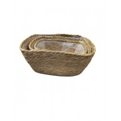 JK Home Décor - Καλάθι Seagrass Φυσικό 25-32x18-24x12-16cm S/3 57615