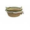 JK Home Décor - Καλάθι Seagrass με Δαντέλα Φυσικό 22-29x9-13cm S/3 57616