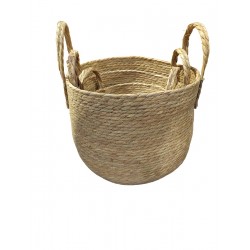 JK Home Décor - Καλάθι Seagrass με Λαβές Φυσικό 25-35x20-29cm S/3 57618